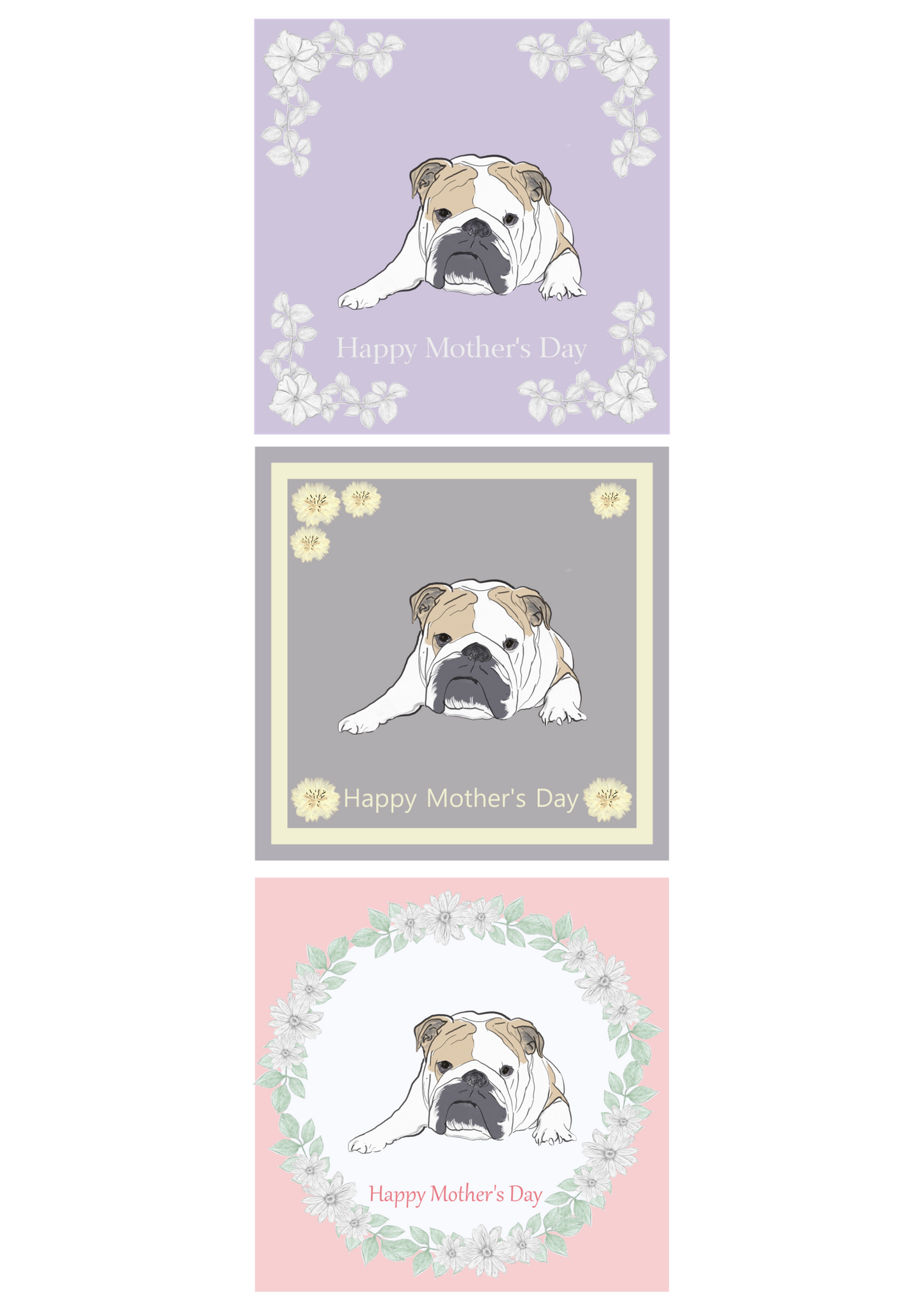 Bulldog Mother's Day Card Hand Made