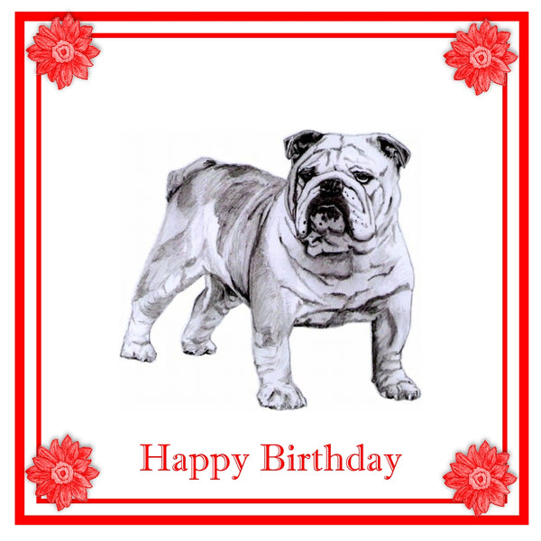 Bulldog Greeting Card Choice of 6 Designs BIRTHDAY, THINKING OF YOU, BLANK