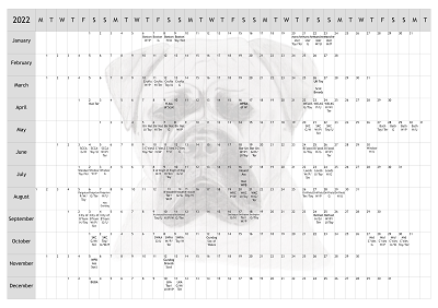 Bullmastiff Dog Show 2022 Year Planner A4