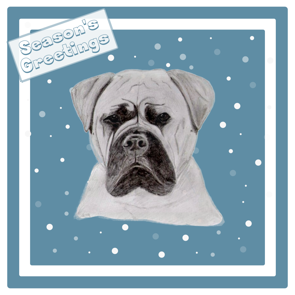 Bullmastiff Christmas Card Choice of 3 Card Designs Single or Multi Pack