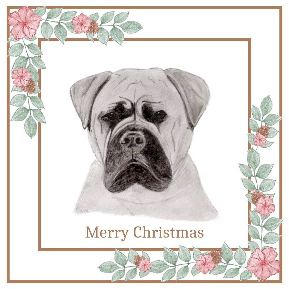 Bullmastiff Christmas Card Choice of 3 Card Designs Single or Multi Pack