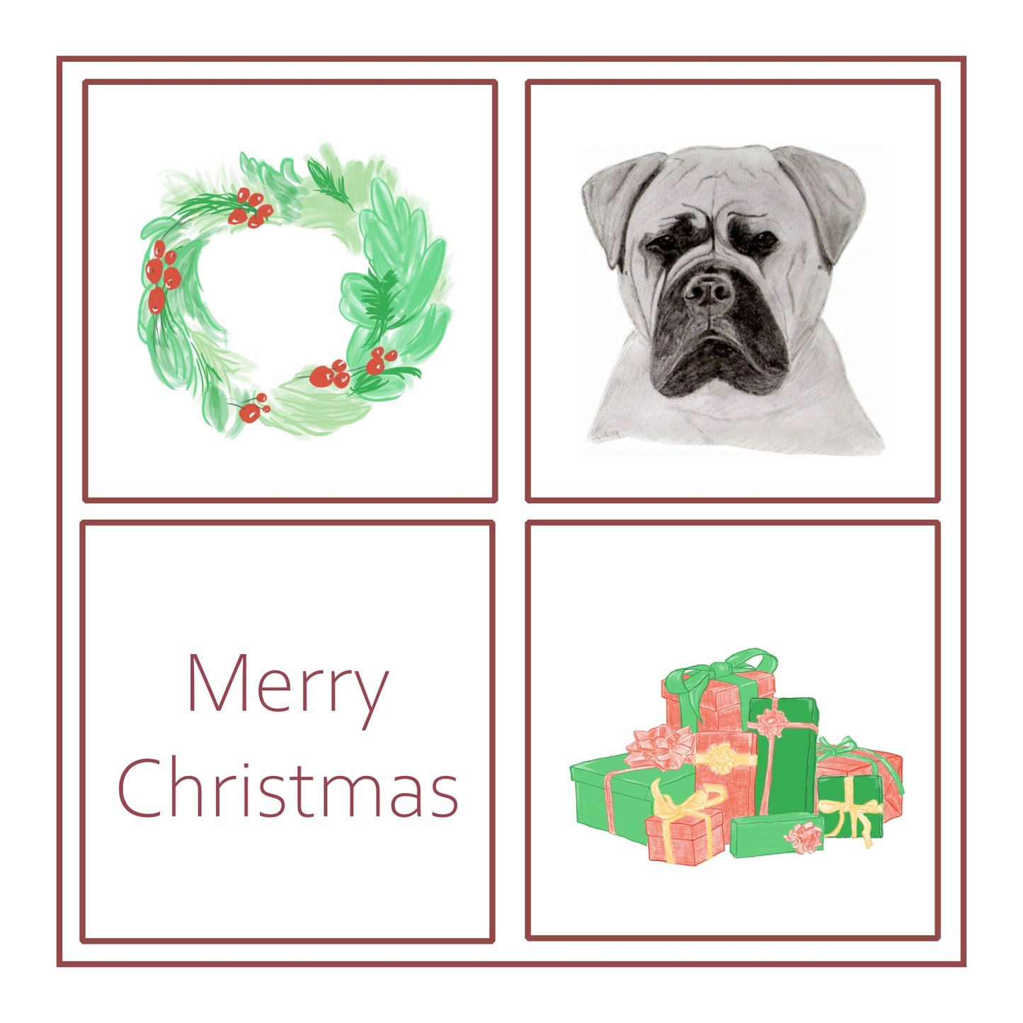 Bullmastiff Christmas Card Choice of 3