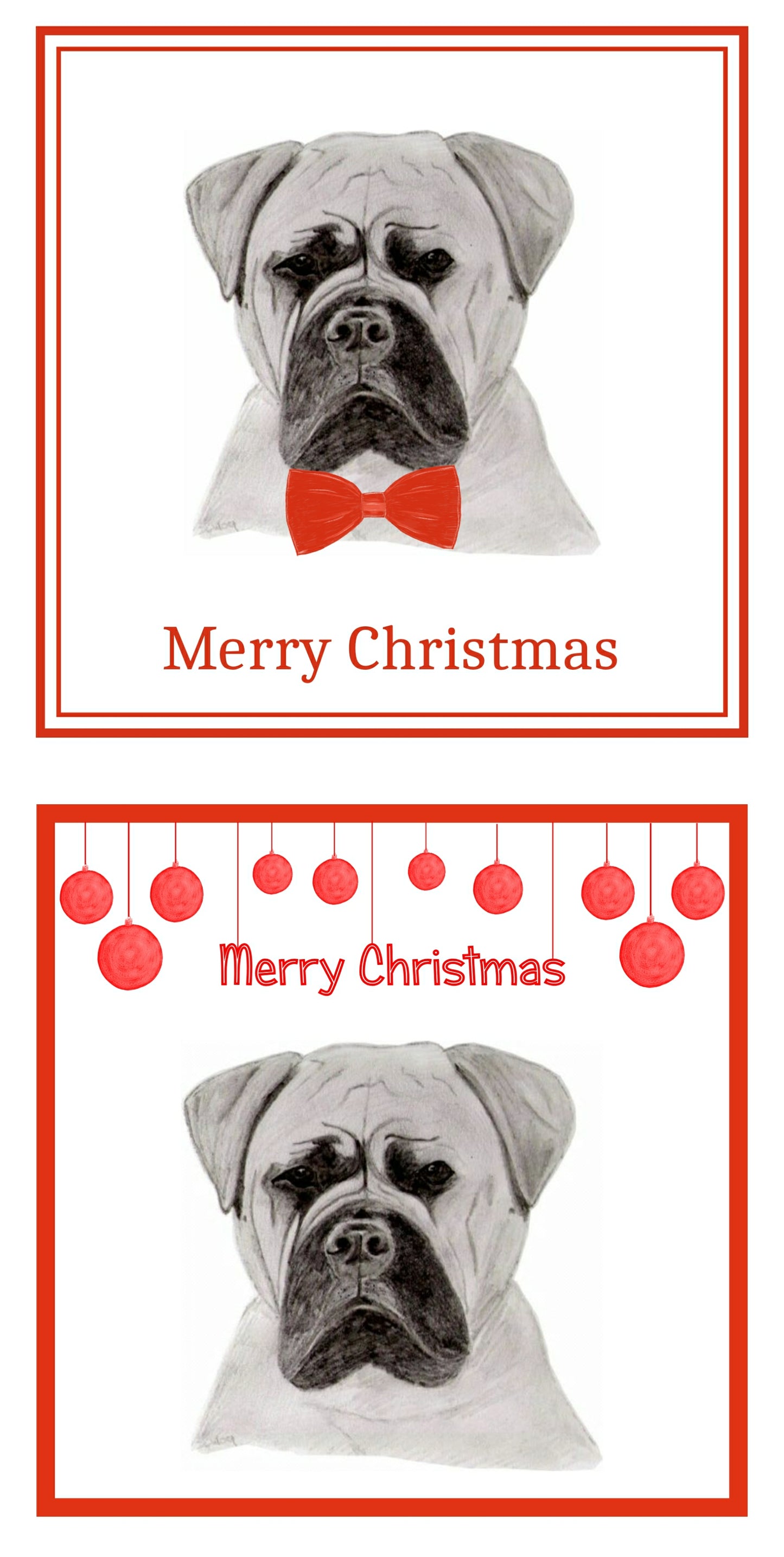Bullmastiff Christmas Cards Pack of 6