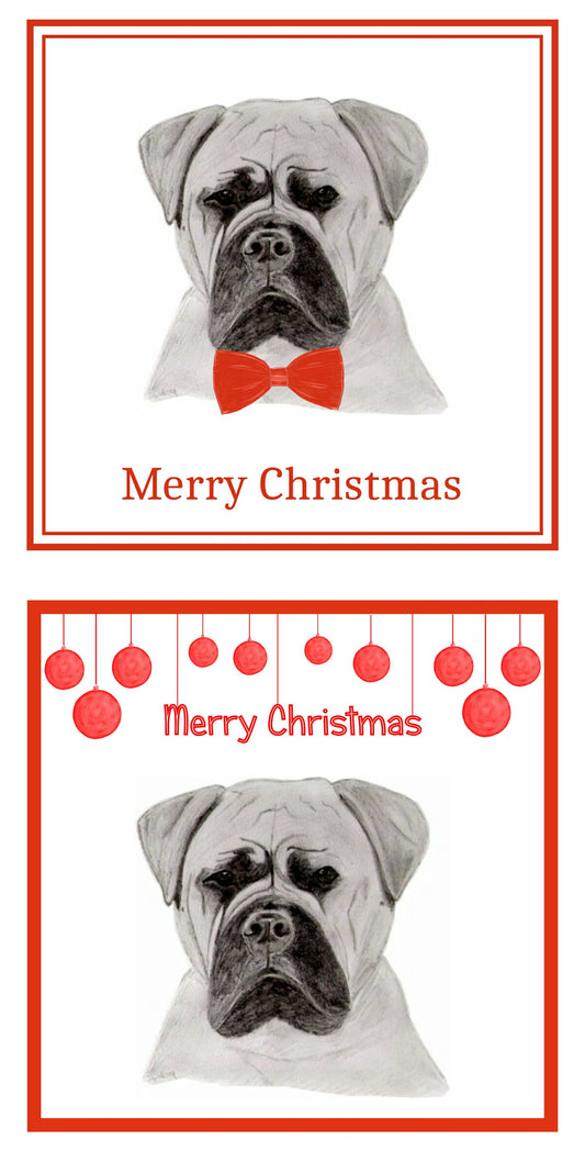 Bullmastiff Christmas Cards Pack of 6