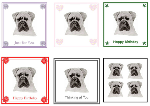 Bullmastiff Greeting Card Choice of 6 Designs BIRTHDAY, THINKING OF YOU, BLANK