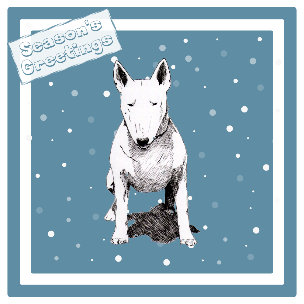 Bull Terrier Christmas Card Choice of 3 Card Designs Single or Multi Pack
