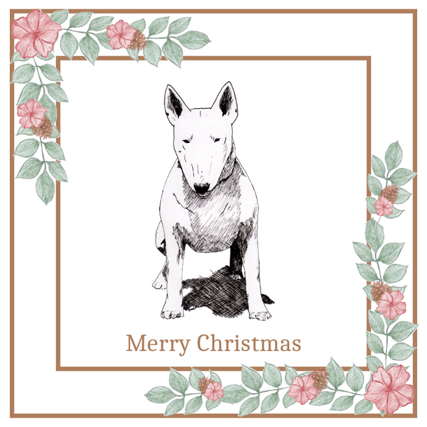 Bull Terrier Christmas Card Choice of 3 Card Designs Single or Multi Pack