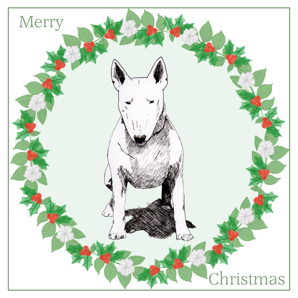 Bull Terrier Christmas Card Choice of 3 Card Designs Single or Multi Pack