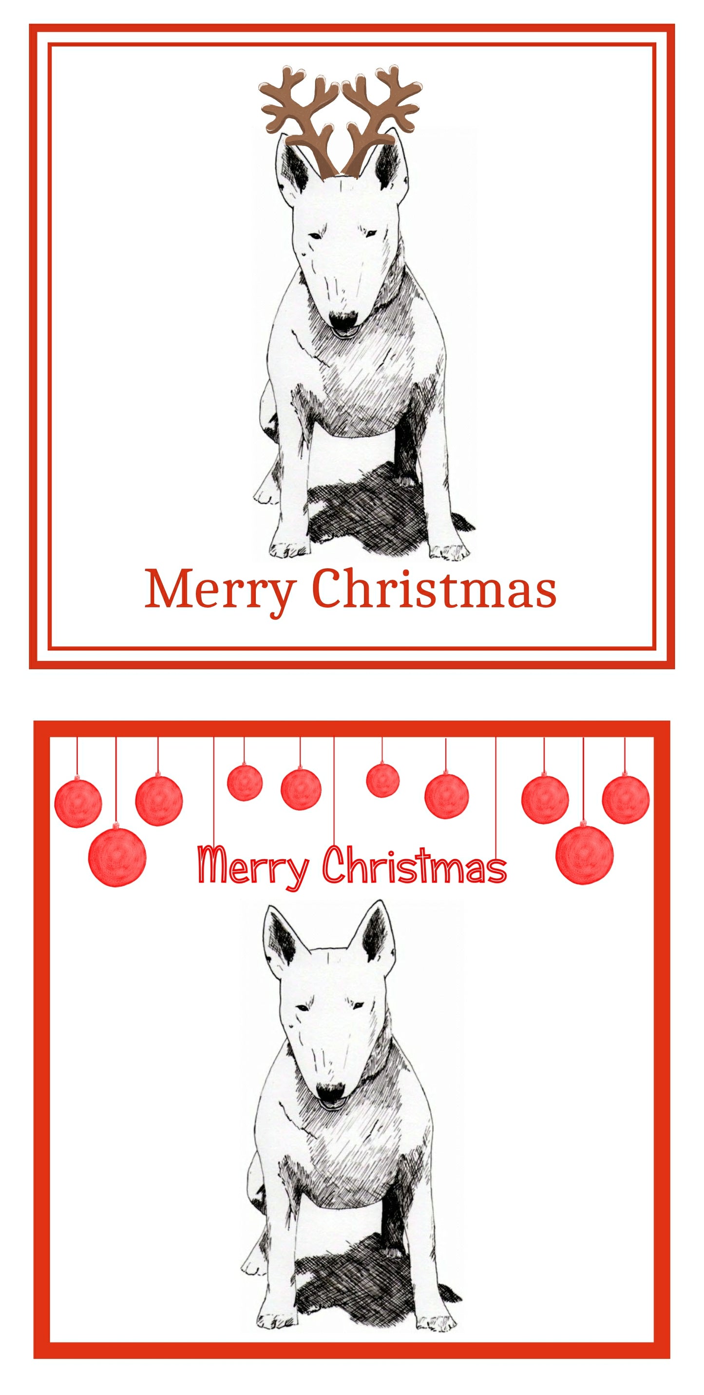 Bull Terrier Christmas Cards Pack of 6