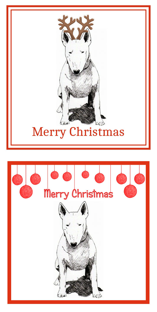 Bull Terrier Christmas Cards Pack of 6