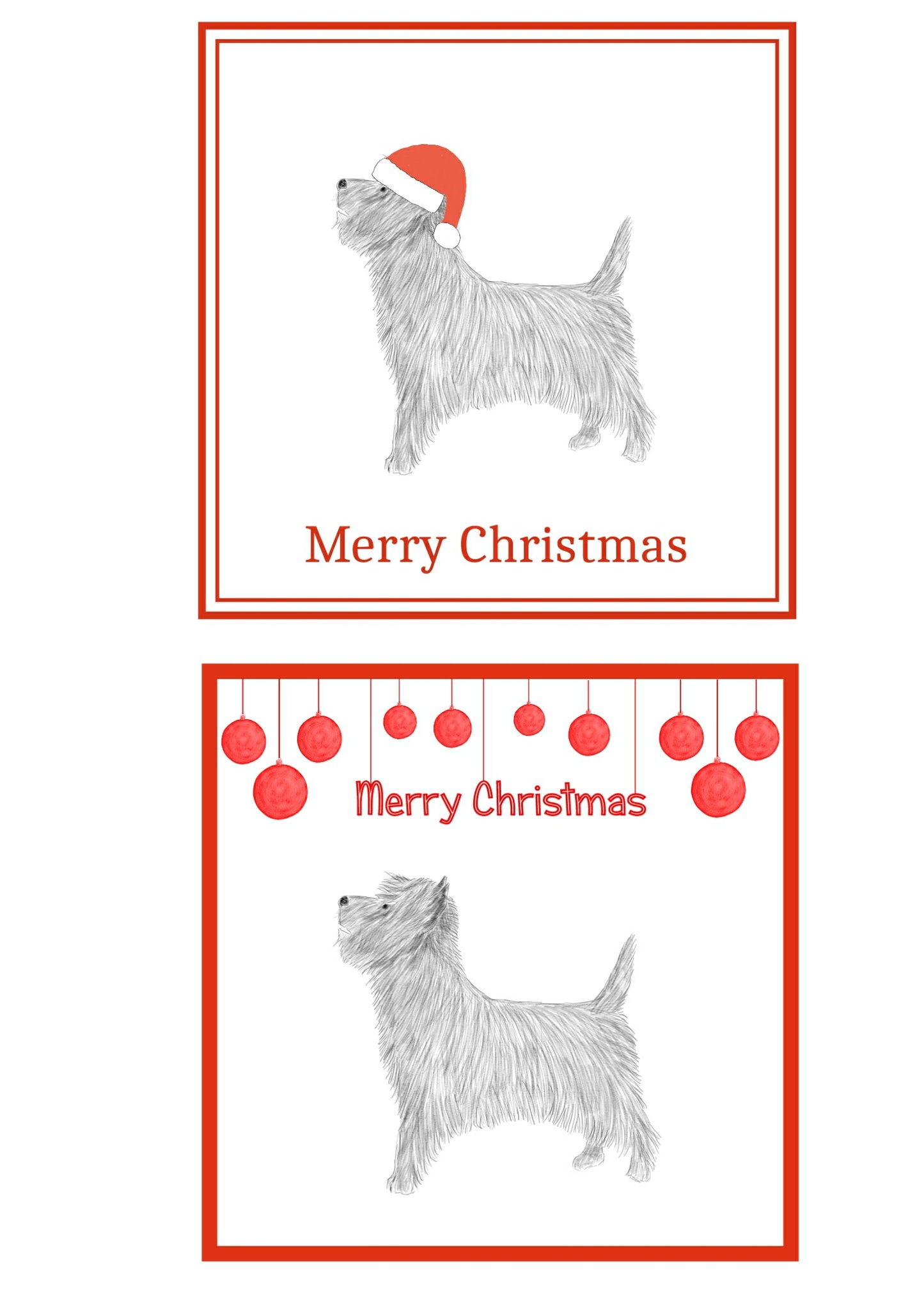 Cairn Terrier Christmas Cards Pack of 6
