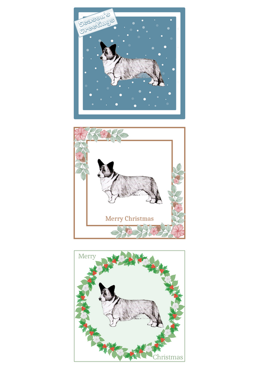 Cardigan Welsh Corgi Christmas Card Choice of 3 Card Designs Single or Multi Pack
