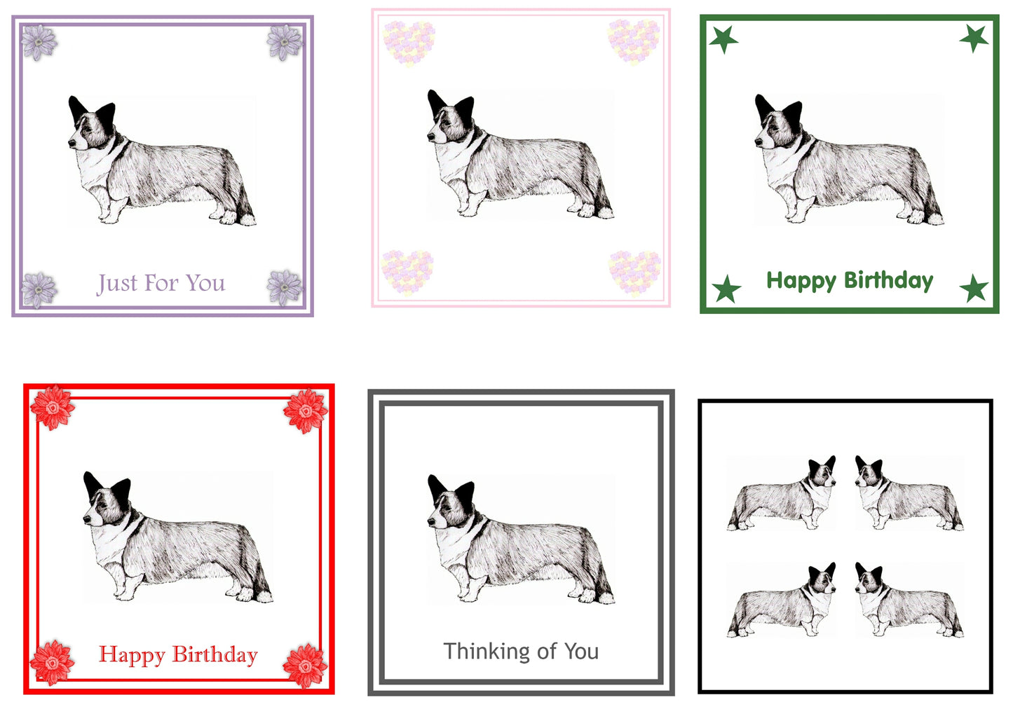 Cardigan Corgi Greeting Card Choice of 6 Designs BIRTHDAY, THINKING OF YOU, BLANK