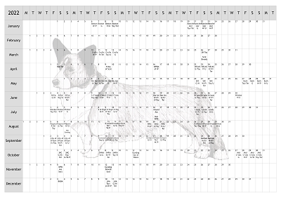 Cardigan Welsh Corgi Dog Show 2022 Year Planner A4