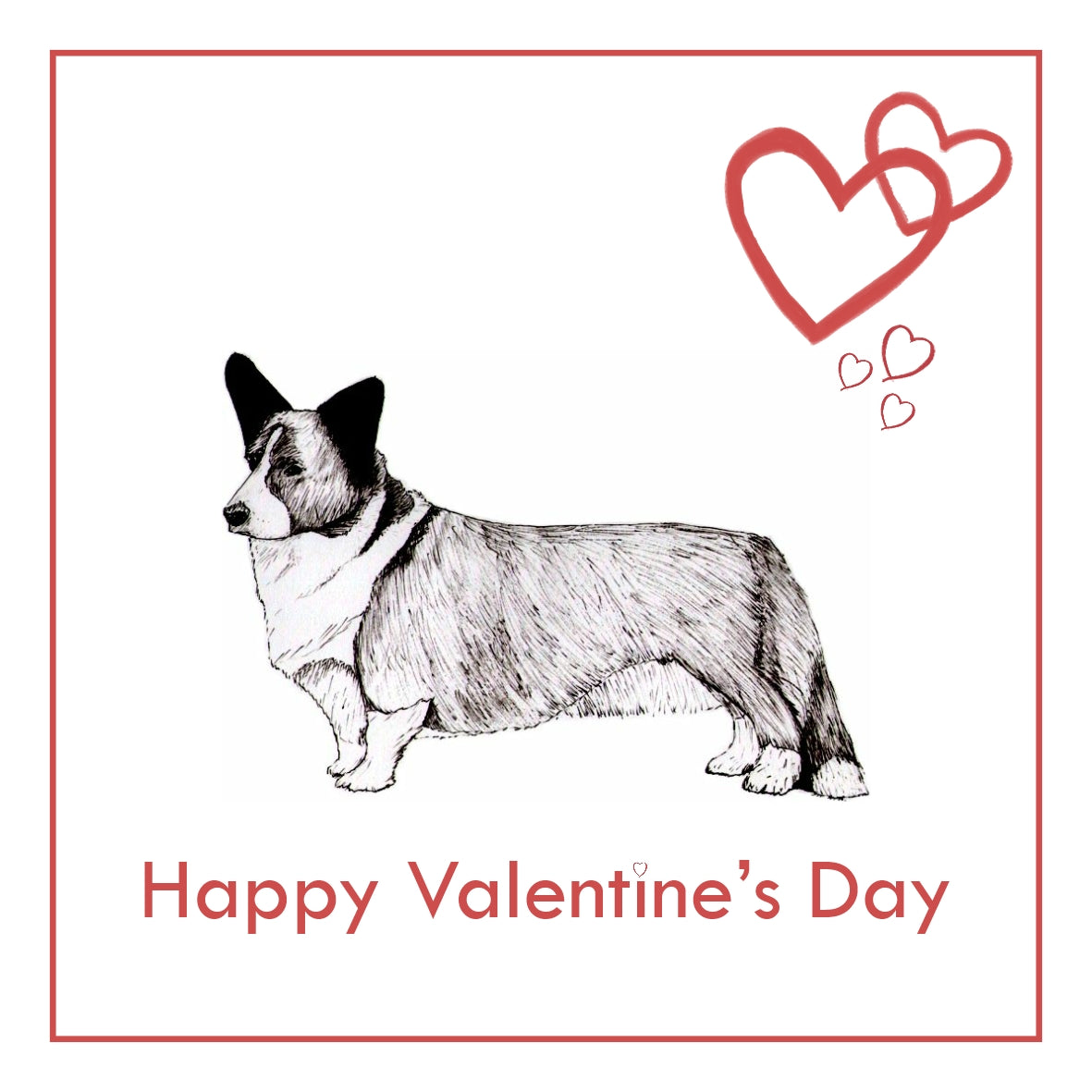 Cardigan Welsh Corgi Valentine's Day Card PERSONALISATION AVAILABLE