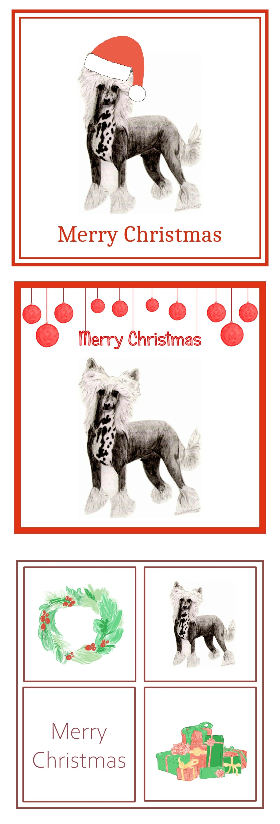 Chinese Crested Christmas Card Choice of 3