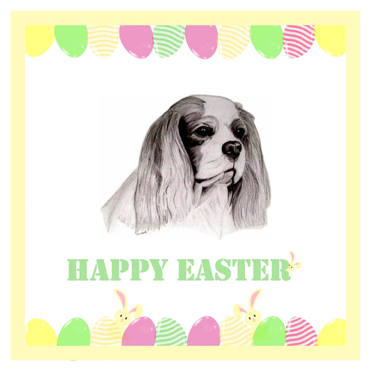 Cavalier King Charles Spaniel Easter Card 1 Card or Pack of 3 Cards