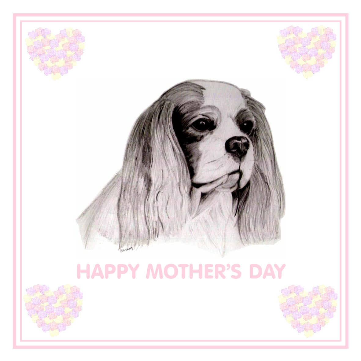 Cavalier King Charles Spaniel Mother's Day Card PERSONALISATION AVAILABLE