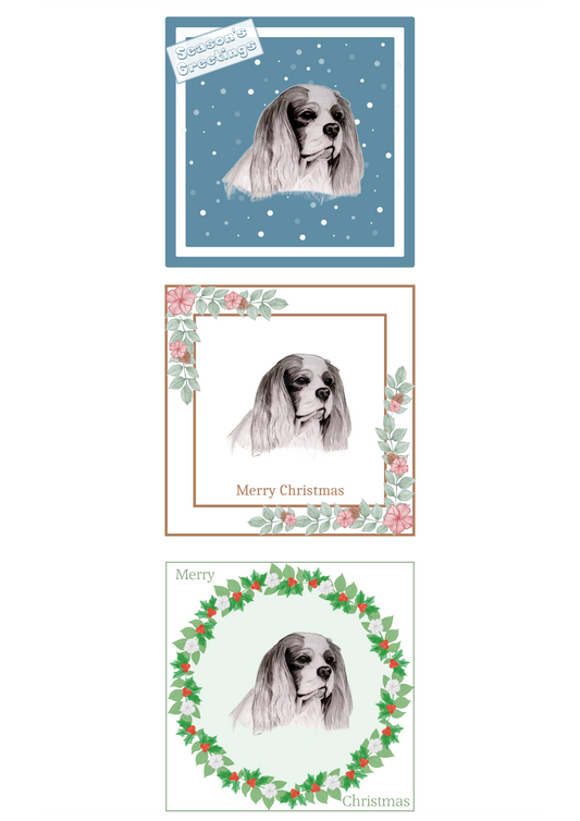 Cavalier King Charles Spaniel CKCS Christmas Card Choice of 3 Card Designs Single or Multi Pack