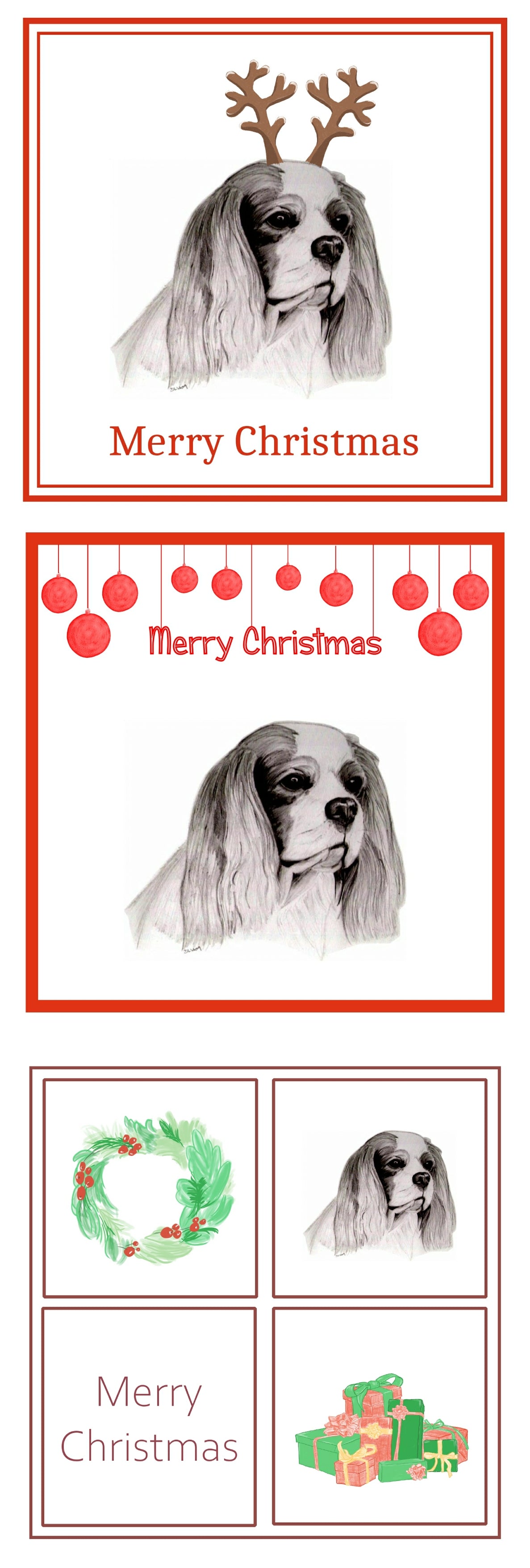 Cavalier King Charles Spaniel Christmas Card Choice of 3