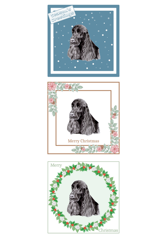 Cocker Spaniel Christmas Card Choice of 3 Card Designs Single or Multi Pack