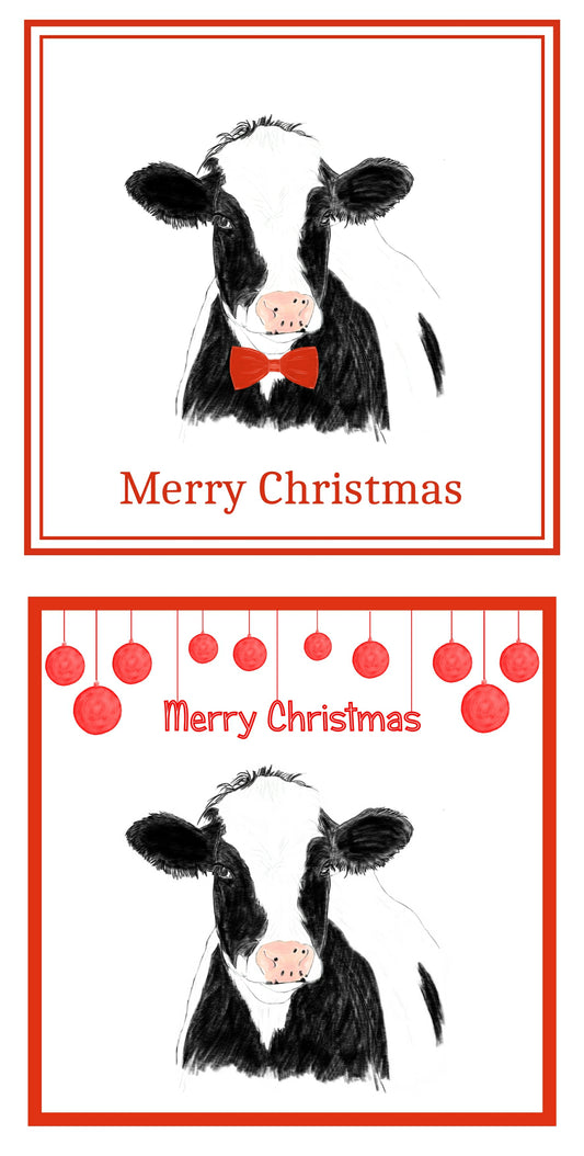 Cow Christmas Cards Pack of 6