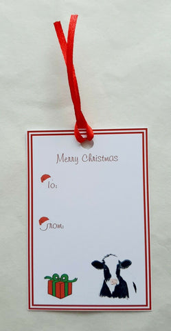 Cow Christmas Gift Tags Pack of 8