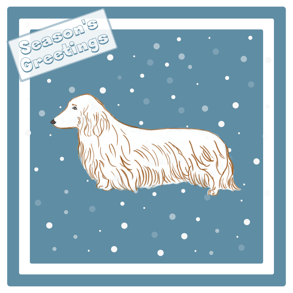 L/H Dachshund Christmas Card Choice of 3 Card Designs Single or Multi Pack