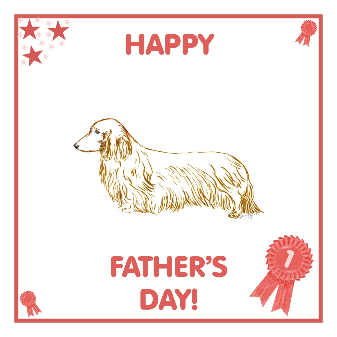 L/H Dachshund Father's Day Card PERSONALISATION AVAILABLE