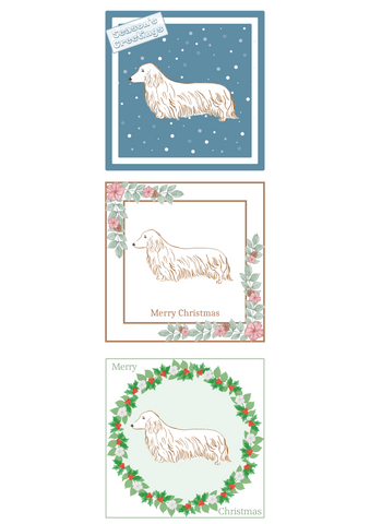 L/H Dachshund Christmas Card Choice of 3 Card Designs Single or Multi Pack