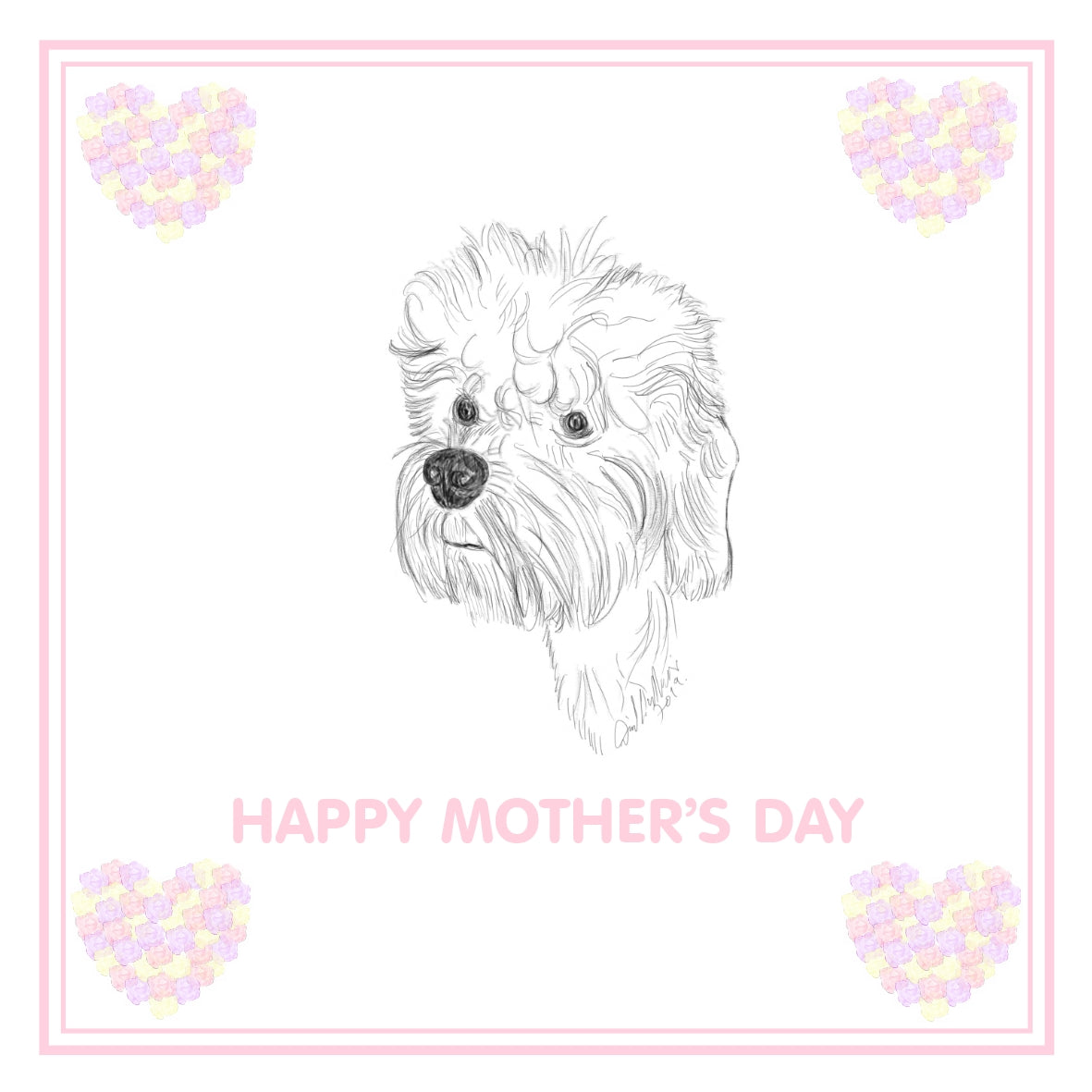 Dandie Dinmont Terrier Mother's Day Card PERSONALISATION AVAILABLE