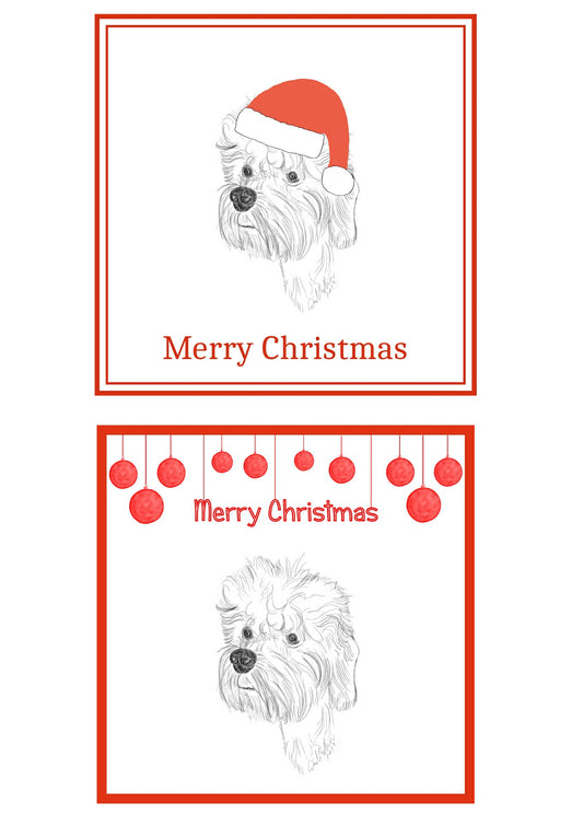 Dandie Dinmont Terrier Christmas Cards Pack of 6