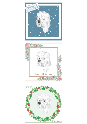 Dandie Dinmont Terrier Christmas Card Choice of 3 Card Designs Single or Multi Pack