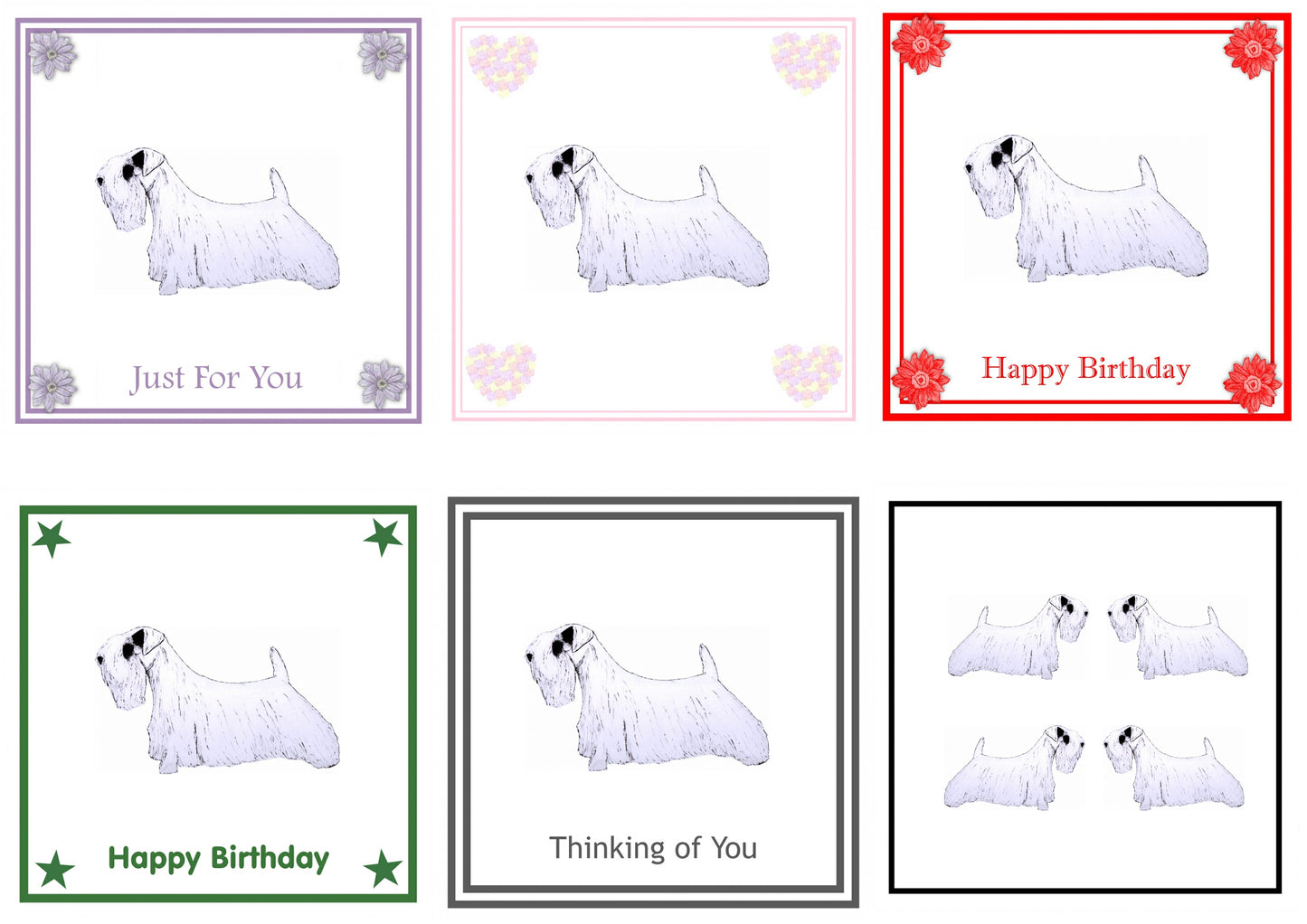 Sealyham Greeting Card Choice of 6 Designs BIRTHDAY, THINKING OF YOU, BLANK