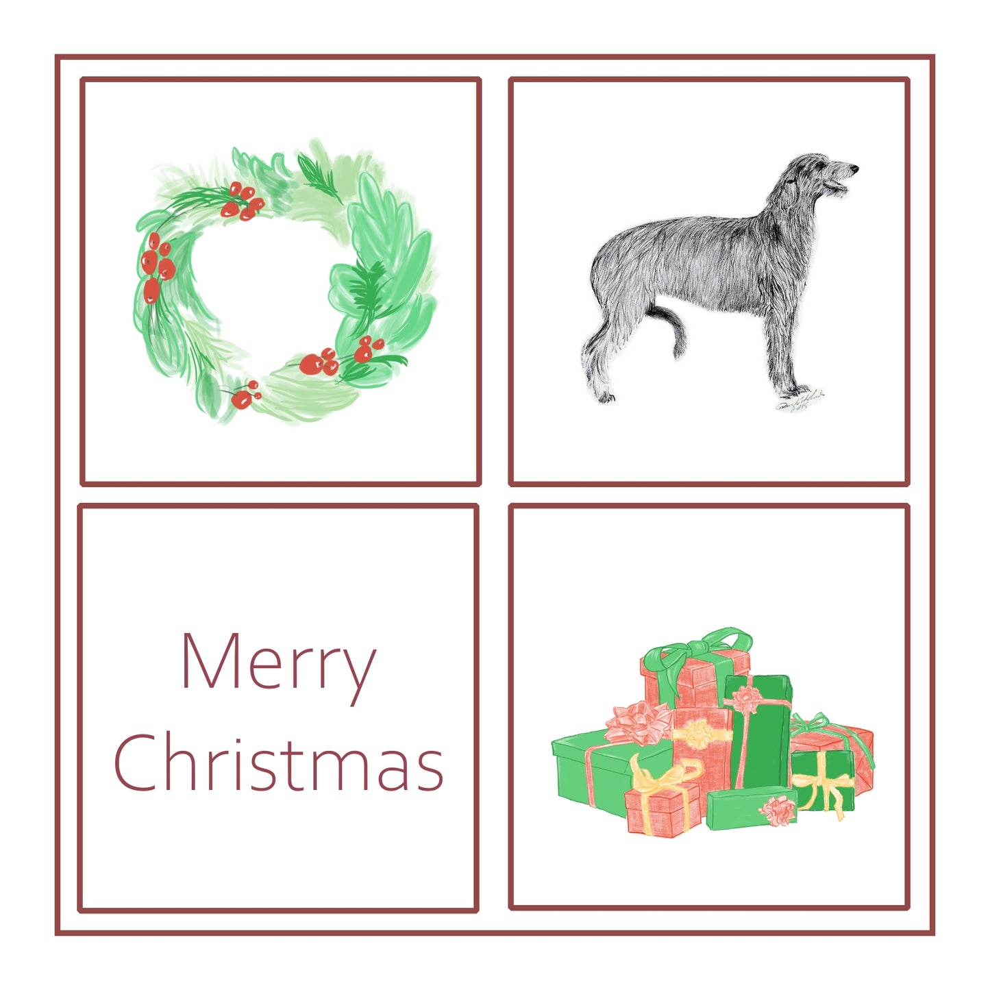 Deerhound Christmas Card Choice of 3