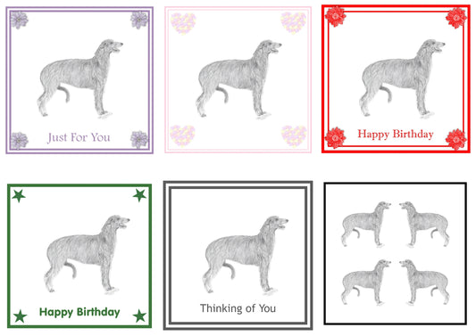 Deerhound Greeting Card Choice of 6 Designs BIRTHDAY, THINKING OF YOU, BLANK