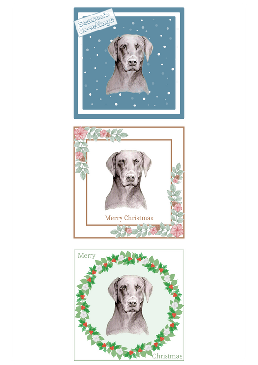 Doberman Christmas Card Choice of 3 Card Designs Single or Multi Pack