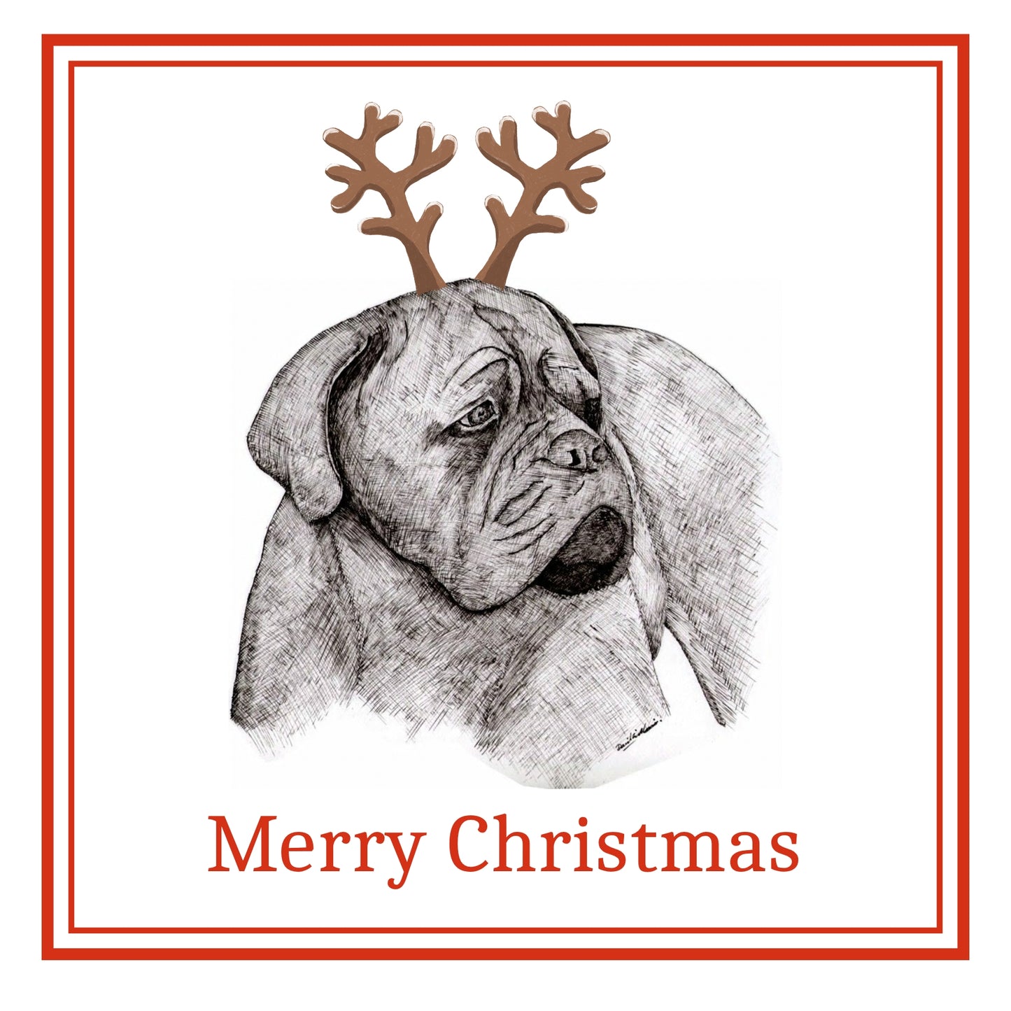 Dogue de Bordeaux Christmas Cards Pack of 6