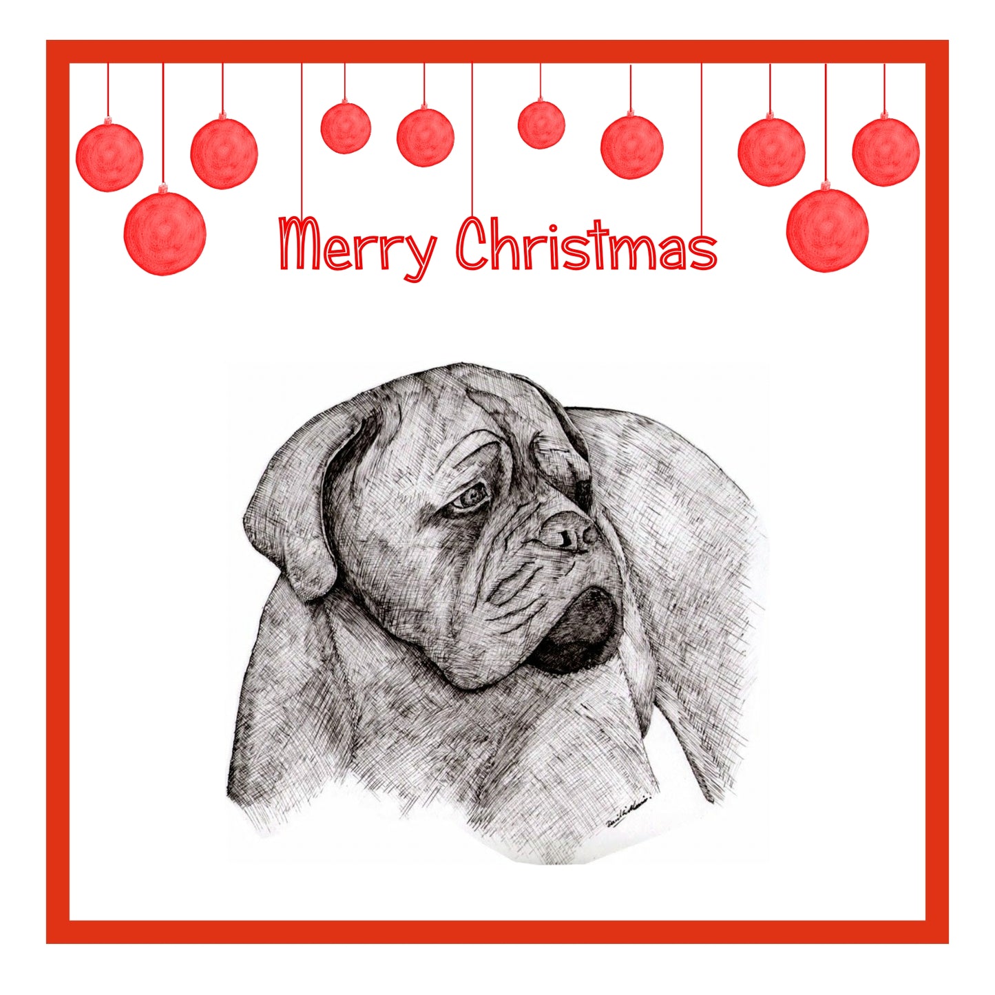 Dogue de Bordeaux Christmas Card Choice of 3