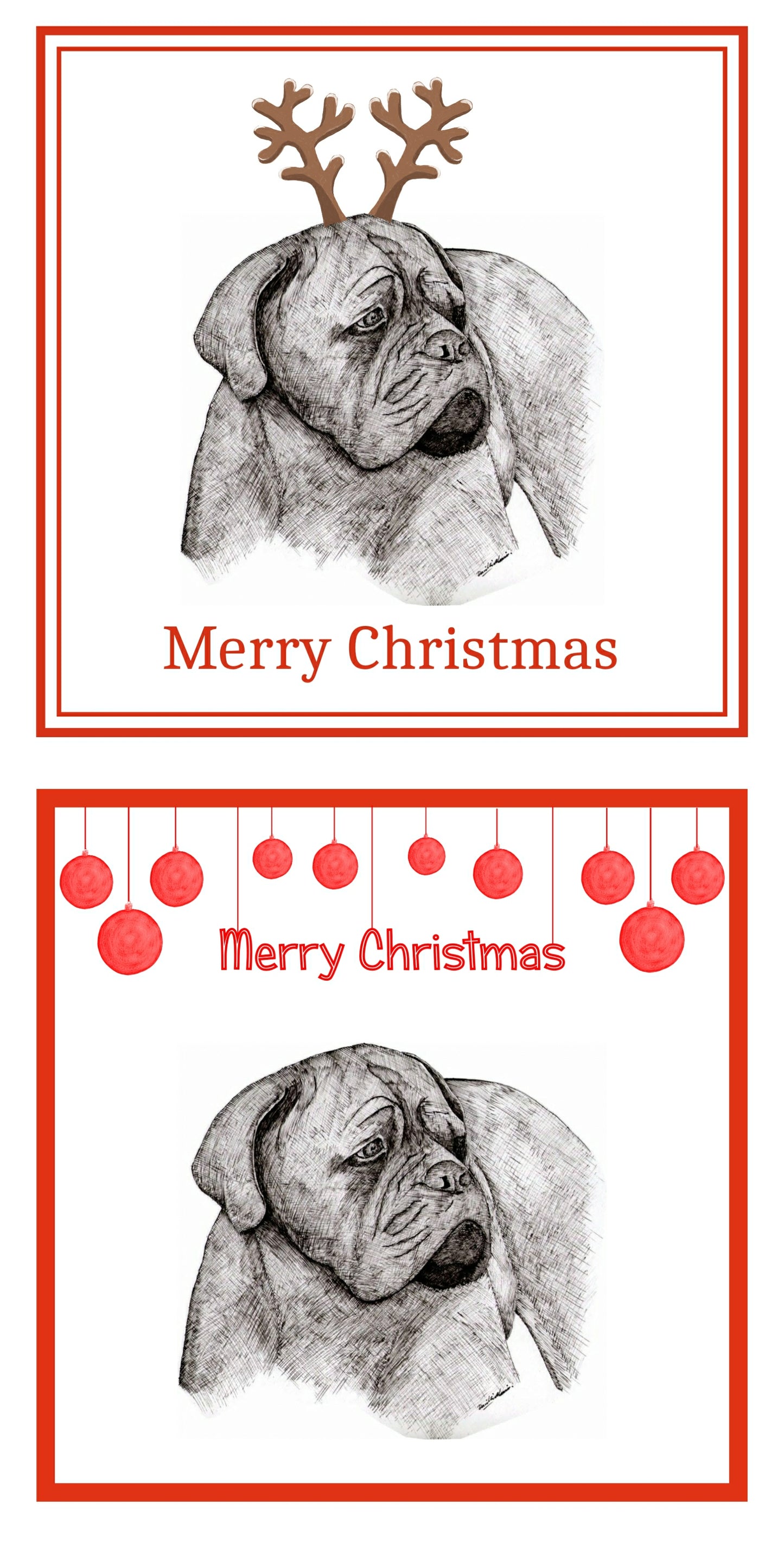 Dogue de Bordeaux Christmas Cards Pack of 6