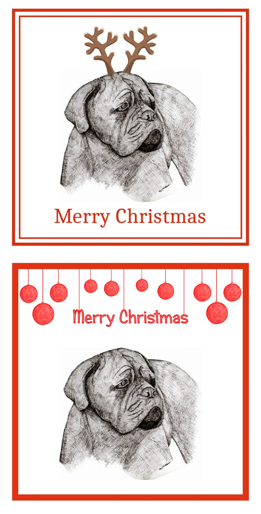 Dogue de Bordeaux Christmas Cards Pack of 6