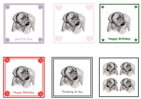 Dogue de Bordeaux Greeting Card Choice of 6 Designs BIRTHDAY, THINKING OF YOU, BLANK