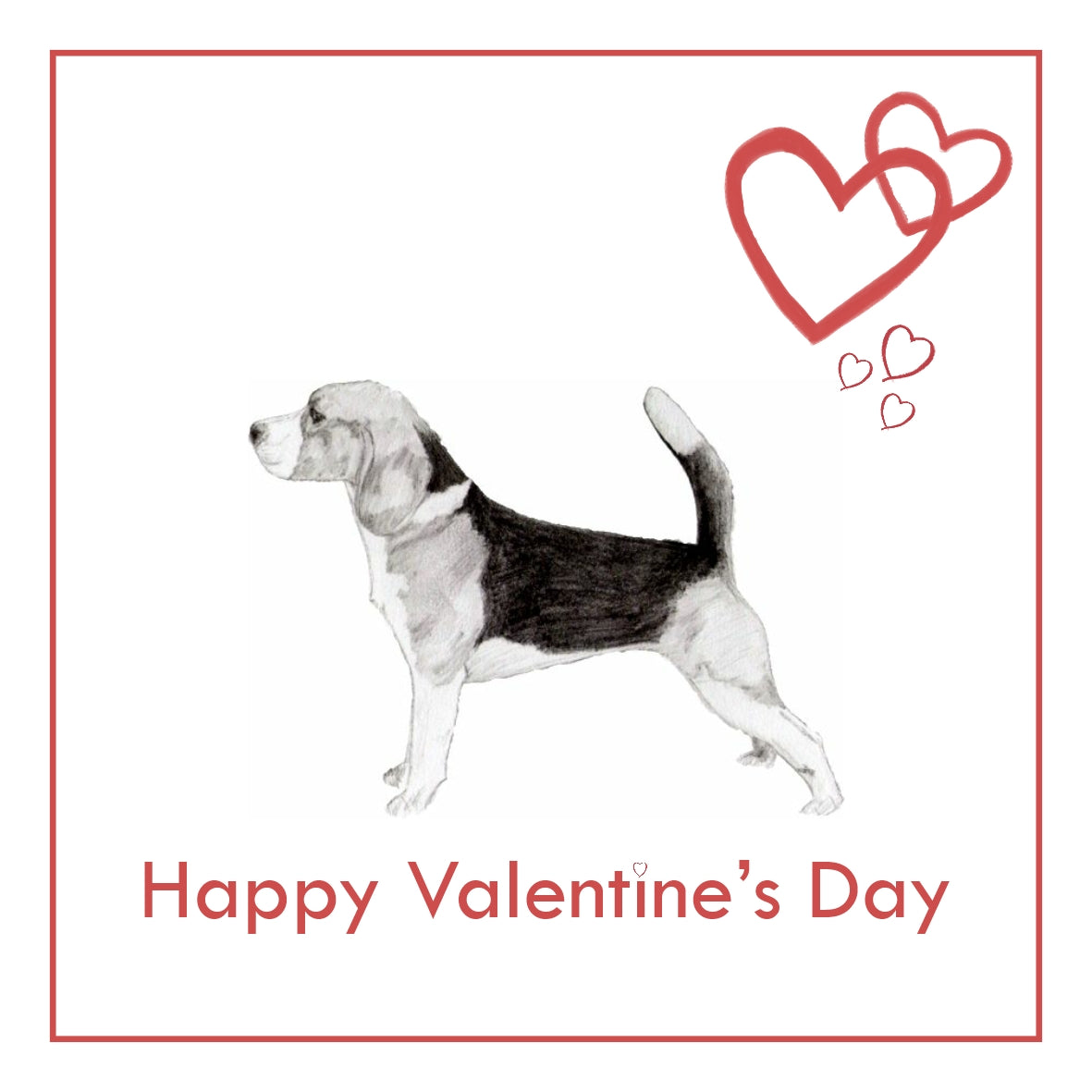 Beagle Valentine's Day Card PERSONALISATION AVAILABLE