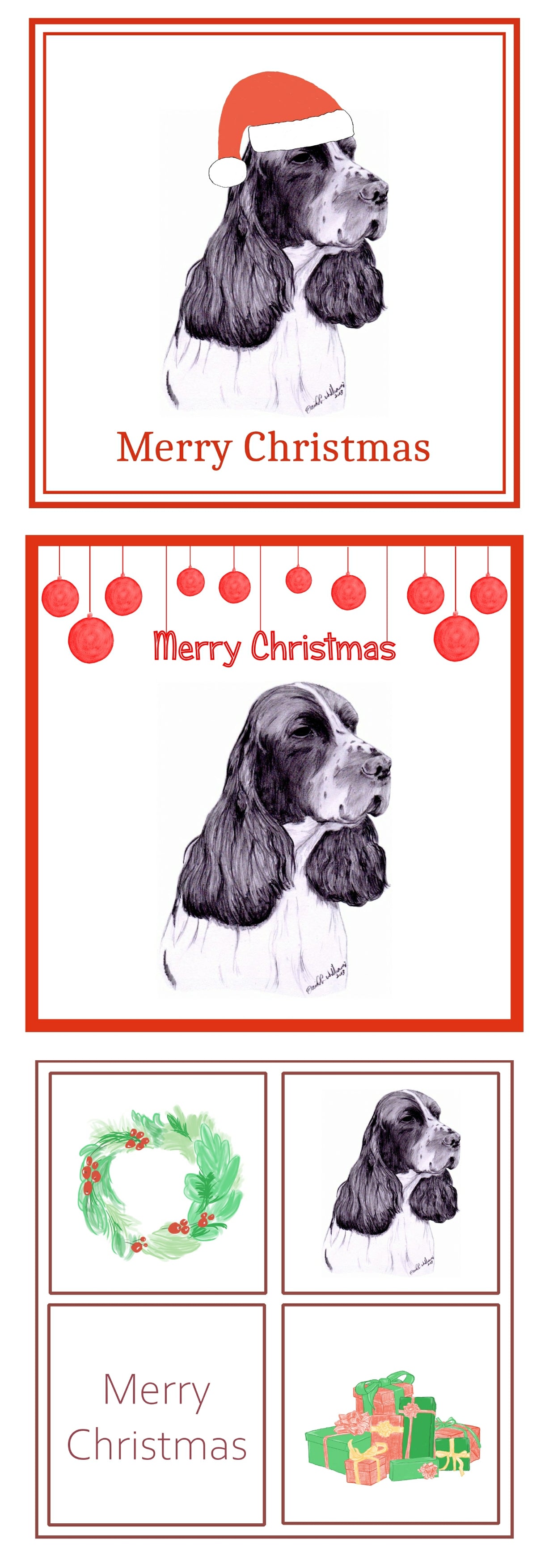 English Springer Spaniel Christmas Card Choice of 3