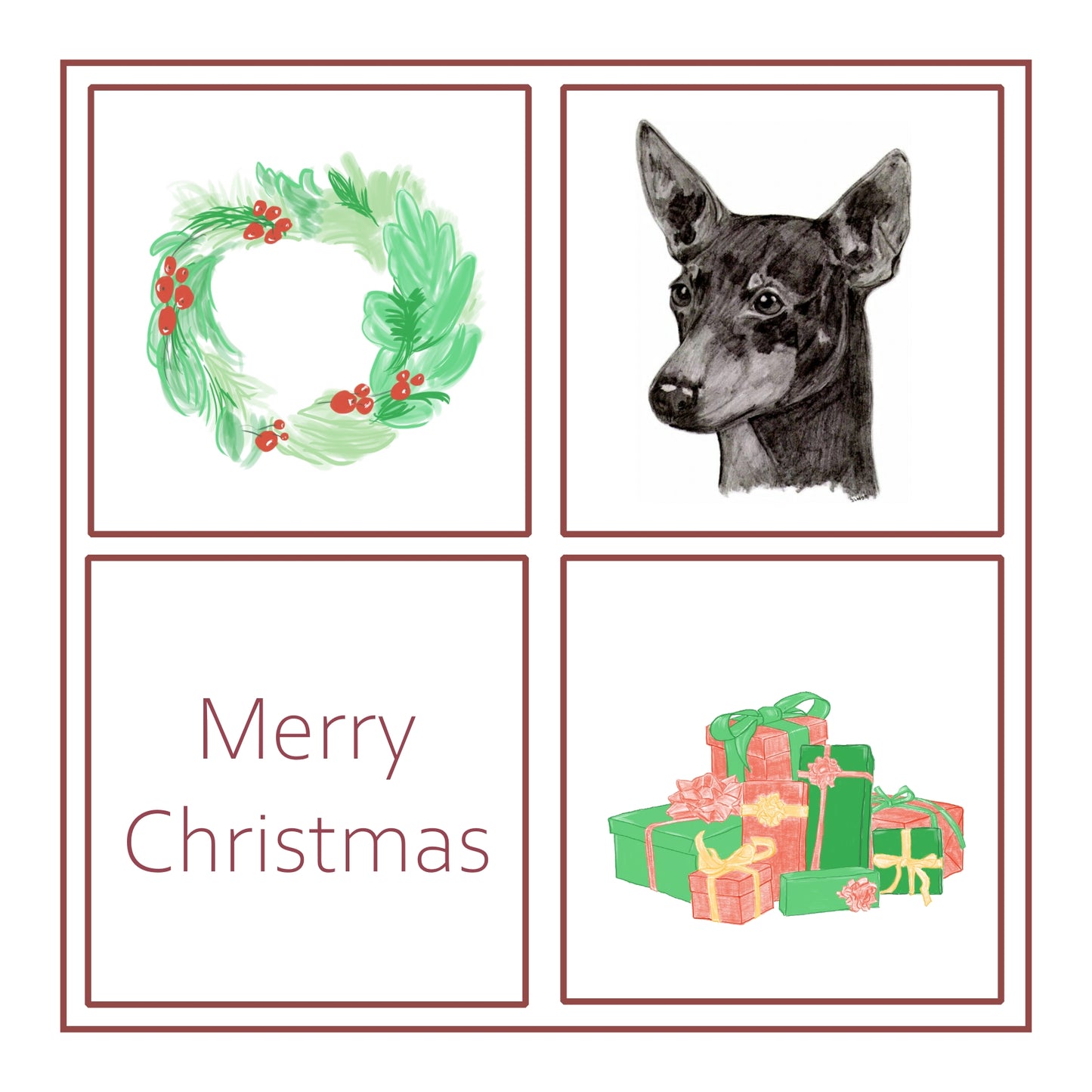 English Toy Terrier Christmas Card Choice of 3