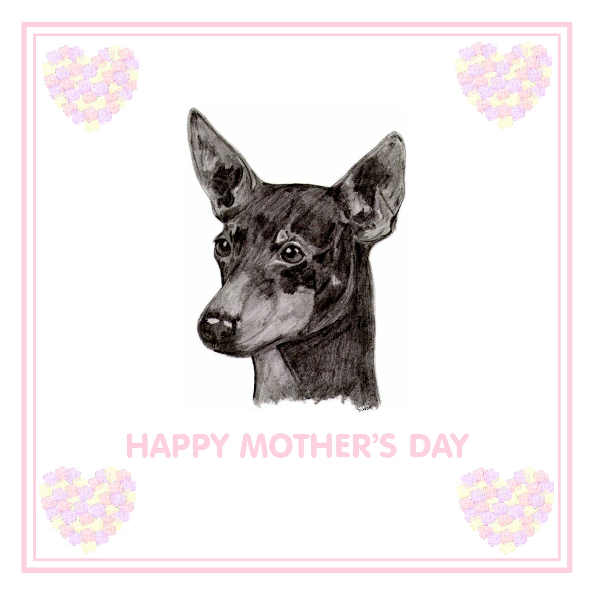 English Toy Terrier Mother's Day Card PERSONALISATION AVAILABLE