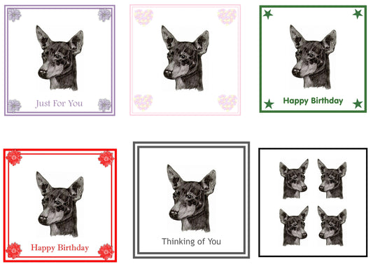 English Toy Terrier Greeting Card Choice of 6 Designs BIRTHDAY, THINKING OF YOU, BLANK