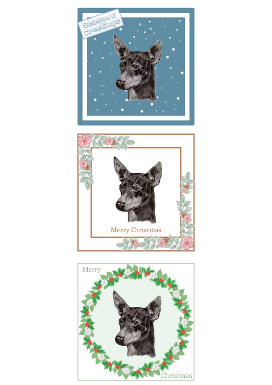 English Toy Terrier ETT Christmas Card Choice of 3 Card Designs Single or Multi Pack