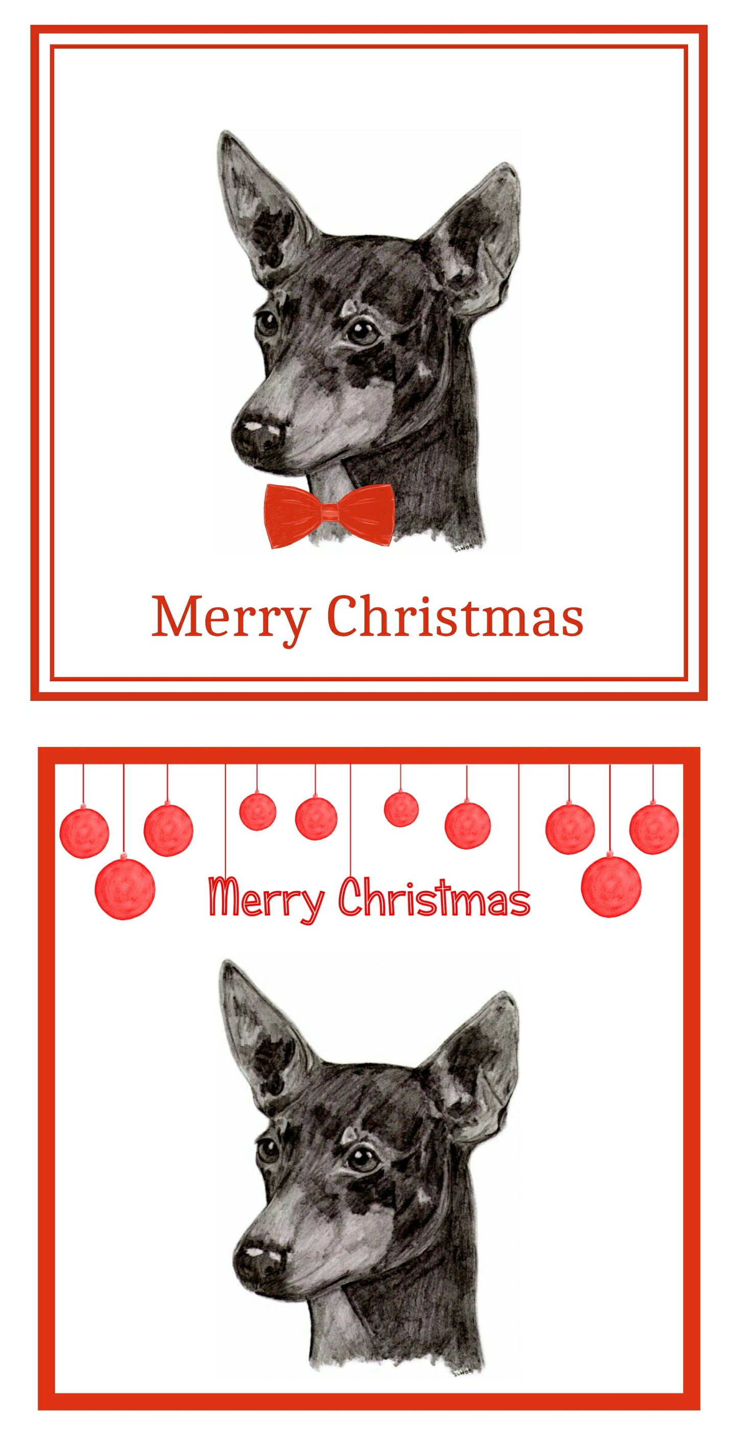English Toy Terrier Christmas Cards Pack of 6