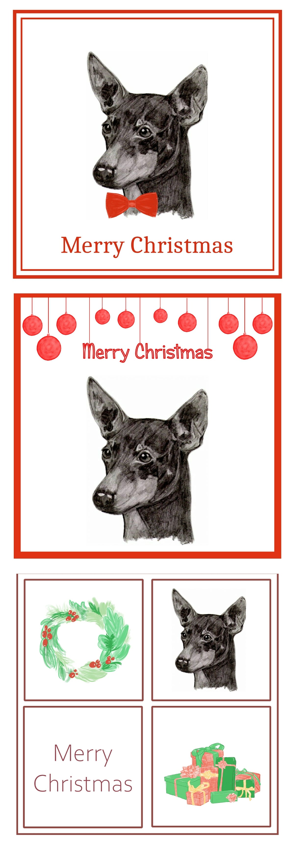 English Toy Terrier Christmas Card Choice of 3